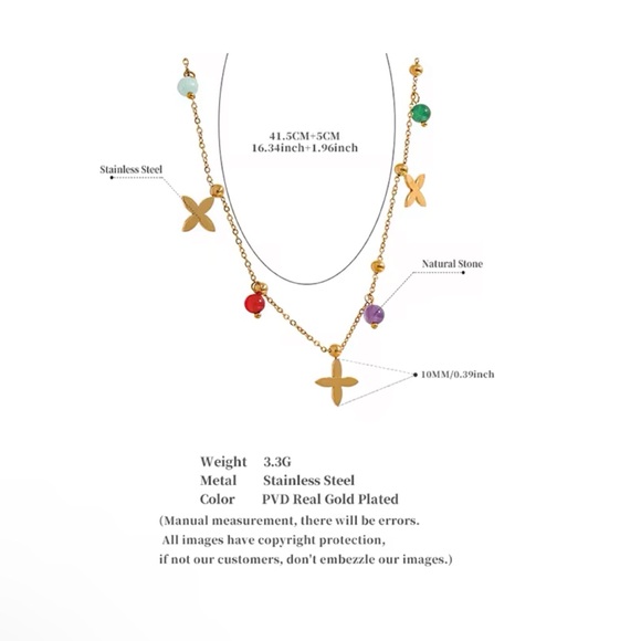 NWOT Y2K Stainless Steel Chain Colorful Necklace in Gold - Picture 5 of 9